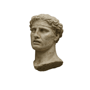 Ancient marble statue head decoration from the family friendly Lost in the Museum escape room.