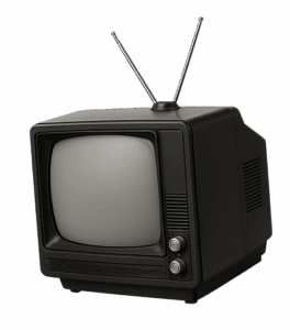 Retro television symbolizing media coverage and press features about the escape rooms.