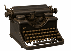 Vintage typewriter decoration from the Sherlock Holmes style detective escape room.